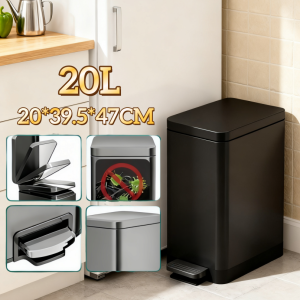 18L/20L Living Room and Kitchen Stainless Steel Trash Can Toilet Pedal For Home Foot Narrow Gap