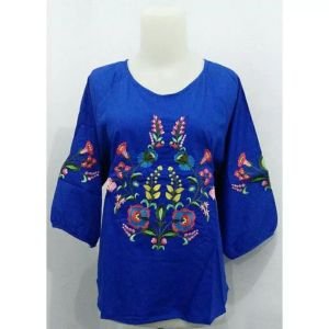 Blouse katun style blus atasan bordir Fashion wanita kekinian B0005