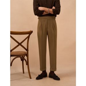 Casual Naples Mens Straight Leg Trousers High Waist Commuter Business Suit Pants Drapey Versatile Long Youth Summer Fashion