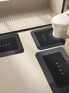 Bàn Chân Phòng Tắm Phong Cách Thạch Cao Đơn Giản Bàn Chân Hình Chữ U Thấm Hút Nhanh Khô Bàn Chân Phòng Tắm Ba Món Hình Vuông