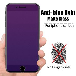 Matte Anti Blue Light Tempered Glass Film for IPhone 15 14 13 12 11 Pro Max Mini X XR XS Max 8 7 6 6s Plus SE