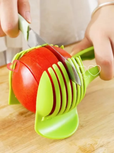 Fruit Slicer Holder Safety Guide | Vegetable Potato Cutting Tool | Finger Protection Cutter