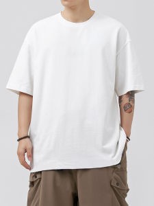 Áo Thun Cotton Nguyên Chất Màu Trắng Mùa Hè Cho Nam Dáng Rộng Cổ Tròn Tay Ngắn Thời Trang Thường Ngày Chất Liệu Cotton Nguyên Chất