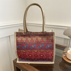 Túi Xách Vải Lanh Cotton Phong Cách Dân Tộc Mùa Hè 2024 Túi Xách Thời Trang Đa Năng Thường Ngày Cho Nữ Túi Xách Hàn Quốc Họa Tiết Thêu