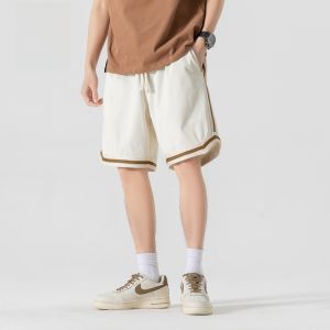 ROMON | Romon Mens Summer Thin Casual Sports Shorts Beach Workwear Five-Quarter Loose Straight Leg Sweatpants Youth Active Style