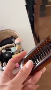 stock no.237 Folding Hair Brush Honey Amber Color Collapsible Portable Hair Comb Compact Pocket Size