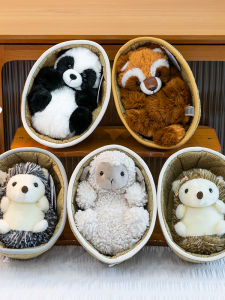 QIAOSHANG | Cartoon Woven Nest Series Hedgehog Puppy Animal Plush Toy Cradle Birthday Gift