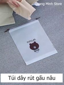 Túi dây rút đựng quần áo giày dép mỹ phẩm đồ lót chống nước gấu nâu nhiều kích thước