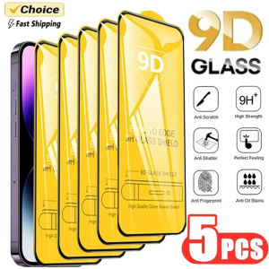 1-5PCS 9D Tempered Glass Screen Protectors For iPhone 18 17 16 15 11 12 13 14 Pro Max 16e 17 Air 7 8 Plus XR X XS MAX Glass Film