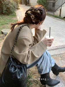 Large Version Leopard Print Double Layer Hair Ties Womens Hair Bands Classic Autumn Winter High End Feeling Hair Accessories