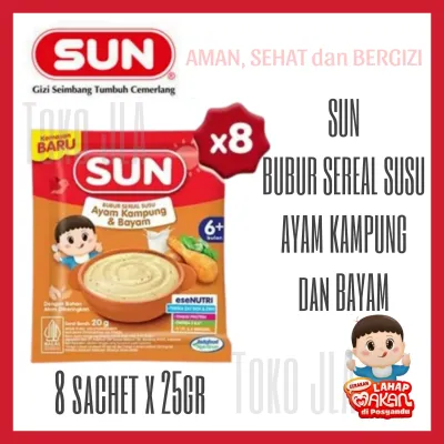 SUN Bubur Bayi 6+ Ayam Kampung Bayam Sachet 8 x 20gr