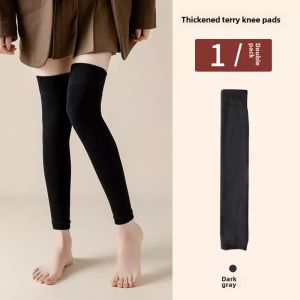 Knee Pads Foot Sock Womens Long Socks Autumn and Winter below the Knee Slimming Fleece Lined Padded Warm Keeping Winter Non Slip Leggings Long Socks