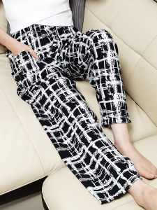 High Waist Cotton Silk Sleepwear Pants Womens Summer New Style Artificial Cotton Beach Pants Mosquito Proof Loose Fit Home Air Conditioning Long Trousers