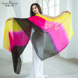 Gradual Color Silk Scarf 260*114cm Hand Spun Silk Shawl Belly Dance True Silk Throw Shawl Butterfly Man Brand Sj003
