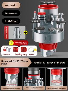 SUNINLIFE | Kitchen Drain Pipe Washing Machine Sink Drain Pipe Water Purifier Sealing Plug分流 Drain Water Anti-Backflow