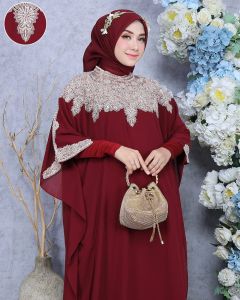 HARGA PROMO BAJU KAFTAN LEBARAN COMBINASI PAYET MUTIARA SATU SET INNER PLUS KERUDUNG TERBARU 2024