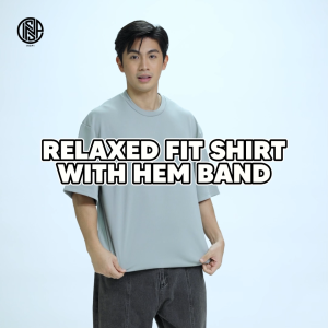 COLLAB by Inspi Premium Relaxed Fit Shirt w/ Hem Band for Men and Woman Plain Boxy Fit Plain Tops Collection Menswear Loose Fit Shirt