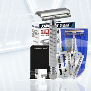 เครื่องโกนไฟฟ้าแบบดั้งเดิม ใบมีดสองด้าน ใช้ได้ตลอดชีวิต ด้ามจับแบบปรับได้ ใช้ได้ตลอดชีวิต เครื่องมือส่วนตัวสำหรับผู้ชาย