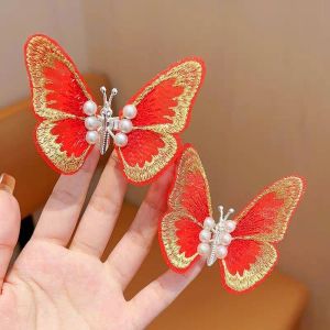 Moving Butterfly Hair Clip Girls Traditional Chinese Costume Headwear Baby New Year Festive Hairpin Little Girl Hair Accessories