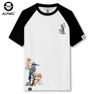 ALFMIL Mens Short Sleeve T-Shirt Pure Cotton Loose Fit round Neck Summer Casual Top Breathable Comfortable Fashion Brand