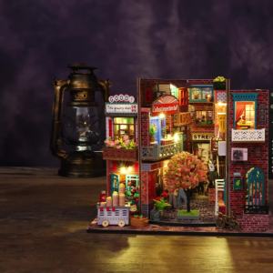 2024bookcase set doll house DIY wooden book nook shelf insert kit 3D puzzle assembly building model bookshelf Dollhouse gifts