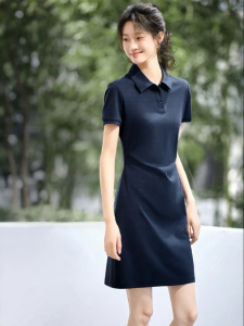 MOHANYIMEI | Lycell Light Oxygen Polo Dress Short Sleeve Pleated Waist