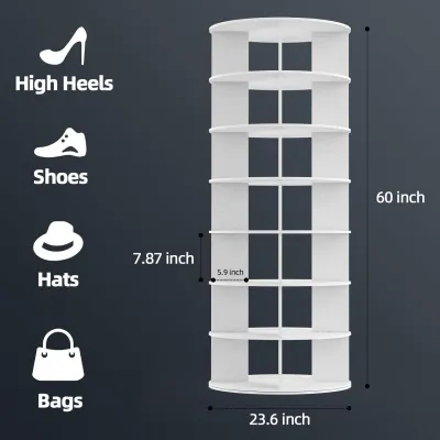 CAIJUSHI | 360 Degree Rotating Round Shoe Cabinet 7 Layers