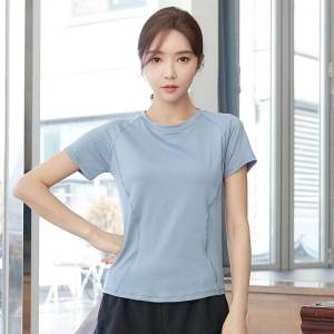 Annie-Sport Sport T Shirt Women Plus Size Korea Style Quick-drying Mesh Solid Color Short-sleeved Running Sport Shirt for Women Round Neck Loose Breathable Sweat-absorbent Sport Wear for Women Yoga Clothes