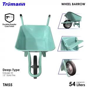 CHUANGCHAO HEAVY DUTY CART WHEELBARROW FOR GARDENING AND CONSTRUCTION USE with 14" Inflatable tires 65 Liters Capacity