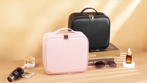 [SG Ready Stock] Makeup Bag with Mirror Led Light Cosmetic Bag Travel Storage Box 3color adjustable LED light Portable Bag