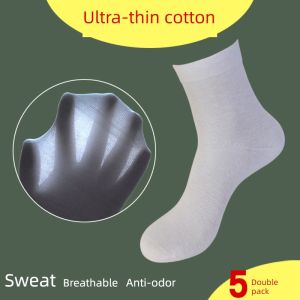 Summer Ultra-Thin Breathable Pure Cotton Sweat Absorbing Deodorant Mens Socks