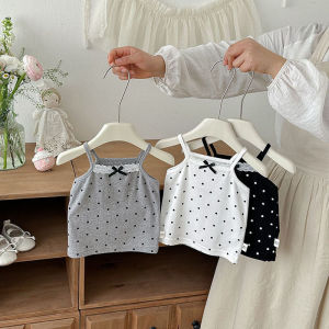 2026 New Summer Baby Halter Tops 9M-3T Cute Lace Infant Sun-top Sweet Dots Thin Toddler Girls Vest Korean Version Clothes