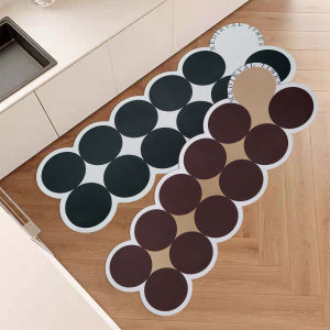 สำหรับห้องครัว: พรมเช็คเท้าสไตล์วิเทจ พรมทำจากวัสดุโคลนไดอะตอม กันลื่น ซึมซับน้ำดี