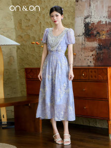 ON&ON | Summer Korean Style Retro Beaded 3D Embroidery Floral Printed Dress