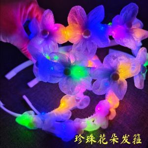 Princess Crown Headband for Girls Glowing Mesh Baby Photo Props Fairy Tale Princess Hair Accessories Childrens Day Celebration