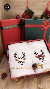 🎄🎄🎄Christmas Bath and Hand Towel Gift Set | Free Add Name | Christmas Box | 精致圣诞毛巾礼盒