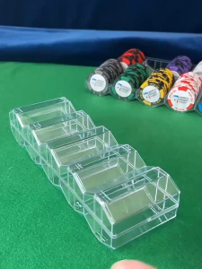 Durable Poker Chips Rack Clear Acrylic Poker Chips Tray 100 Chips Poker Chips Box 5 Grids Organizer
