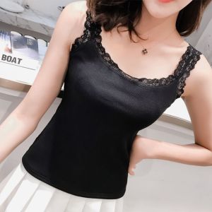 Áo Ba Lỗ Ren Ôm Vừa Vặn Màu Trơn Áo Ba Lỗ Nữ Áo Ba Lỗ Ren Viền Pure Color Slim Halter Top Áo Ba Lỗ Nữ Thường Ngày Mùa Xuân