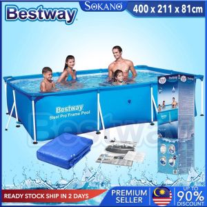 BESTWAY SP003 Extra Large Size Swimming Pool with Supporting Steel Kolam Renang Kolam Ikan Renang Akuarium Bingkai Keluli adult Water Supply Interuption Gangguan Bekalan Air