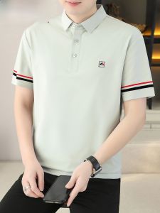 HENGYUANXIANG | Hengyuanxiang Mens Short Sleeve Polo Shirt Fashionable Turn-down Collar Paul T-shirt Standard Fit Ice Silk Summer New Arrival