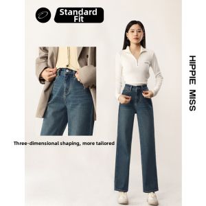 HIPPIE MISS | Blue Cropped Straight Leg High Waisted Jean Pants