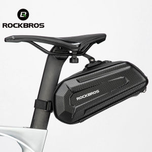 ROCKBROS 1.5L Saddle Bag MTB Waterproof Reflective Bike Hard Shell Bag Cycling Portable Hang Light Saddle Seatpost Rear Bike Accessories