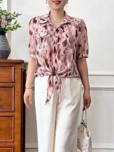 QINGNAER | Stylish Slimming Short Sleeve Shirt Large Size