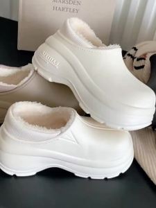 XIXITIAO Korean Fashion Simple Velvet Warm Waterproof Snow Boots Outdoor Comfortable Solid Color Series Full Heel Wrap Cotton Boots Women ins