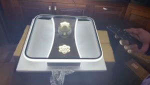 Quạt Đèn Ốp Trần D500 Có Chế Đảo Gió 360 Độ Ánh Sáng Led 3 Màu Điều Khiển Từ XaPhù Hợp Cho Trần Căn Hộ Chung Cư