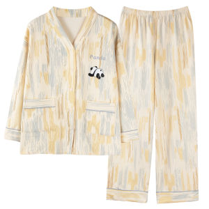 Bộ đồ ngủ nữ MiiOW vải cotton phong cách hoạt hình dài tay thoải mái - mùa xuân 2025