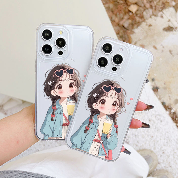 Casing hp iPhone 12 Pro Max aesthetic a happy girl Soft silicone