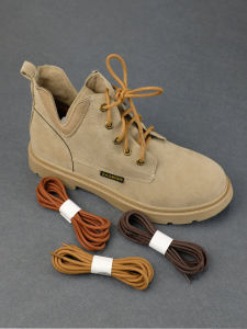 Mens Brown round 3mm Anti-slip Martin Boots Laces Shoelaces for Leather Shoes HIBERNI Brand DLY0303 Combed Cotton Long Length