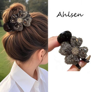 ที่รัดผมแบบครึ่งตัวของผู้หญิงกิ๊ฟติดผมลายดอกไม้ประดับพลอยเทียมเครื่องประดับผมสไตล์ใหม่