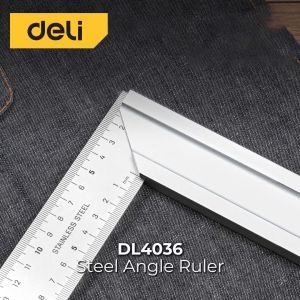 Deli Steel Angle Ruler/Penggaris Siku Tukang 30 cm Stainless Steel DL4036 /Alat Perkakas